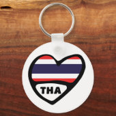 Porte-clés Thaïlande Code Pays Drapeau Clavier Coeur, THA (Recto)