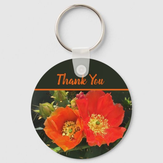 Porte-clés Thank You Bright Red Cactus Bloom Photo Flower (Recto)