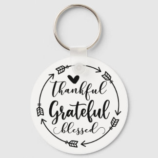 Porte-clés "Thankful Grateful Blessed" Quote Keychain