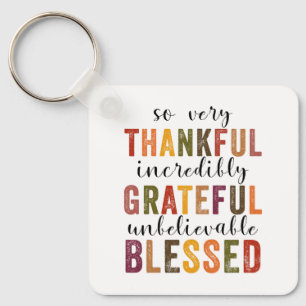 Porte-clés Thankful Grateful Blessed Thanksgiving