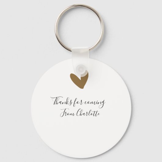 Porte-clés thanks for coming add name text message gold heart (Recto)