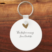 Porte-clés thanks for coming add name text message gold heart (Recto)