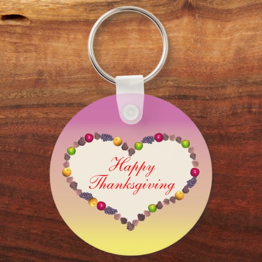 Porte-clés Thanksgiving Heart - rose et jaune (Recto)