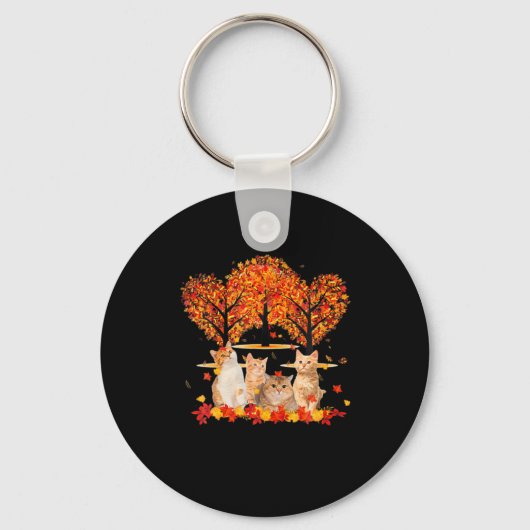 Porte-clés Thanksgiving Maple Cat Heart Shape Tree Leaf (Recto)