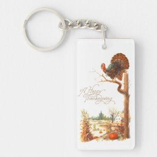 Porte-clés Thanksgiving Turkey on Tree Branch Vintage