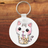 Porte-clés Thé à bulle de chat Kawaii (Recto)
