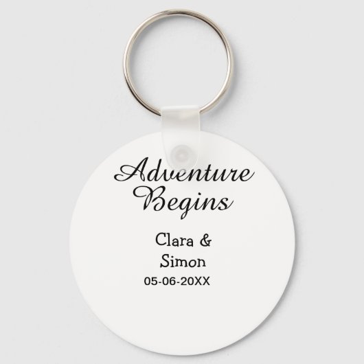 Porte-clés The adventure begins wedding couple name datsimple (Recto)
