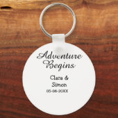 Porte-clés The adventure begins wedding couple name datsimple (Verso)