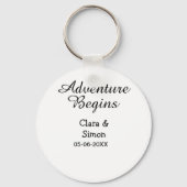 Porte-clés The adventure begins wedding couple name datsimple (Verso)
