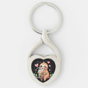 Porte-clés Thé au lait bulles Boba de sloth mignon Kawaii fem