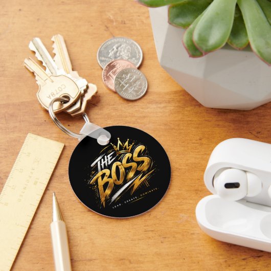 Porte-clés The Boss Crown – Gold Motivation Power Keychain 🔥 (Bureau)