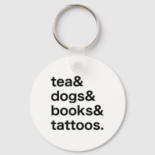 Porte-clés Thé Chiens Livres Tatouages _1