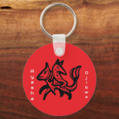 Porte-clés The Fox and The Trout | Native Wildlife Art Red (Verso)