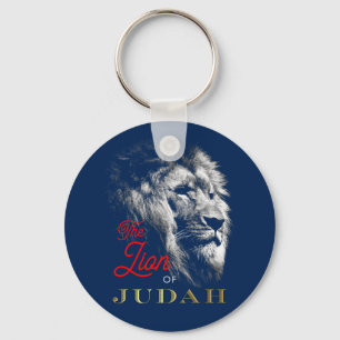 Porte-clés The Lion of Judah Navy Blue Red Gold Christian