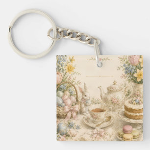 Porte-clés Thé Party de Pâques, Célébration Florale Vintage
