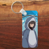 Porte-clés Thème de café en costume de requin (Recto)