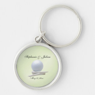 Porte-clés Thème de golf Mariage Noms verts et date
