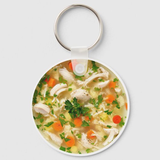 Porte-clés Thème de soupe de nouilles de poulet amusant (Recto)