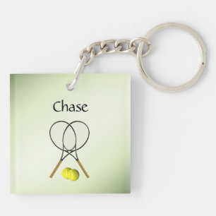 Porte-clés Thème de sport de tennis en double vert personnali