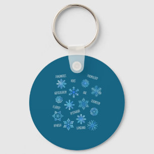 Porte-clés Thème de vocabulaire d'hiver flocon de neige en or