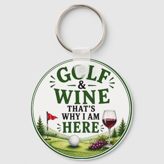 Porte-clés Thème Golf et Vin pour golfeur (Recto)