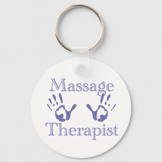 Porte-clés Thérapeute de massage : Imprimantes à main bleue (Recto)