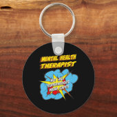 Porte-clés Thérapeute en santé mentale Fun Superhero emploi (Verso)