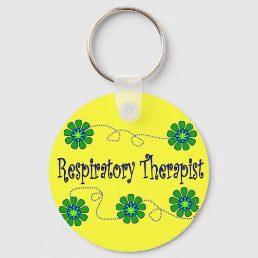 Porte-clés Thérapeute respiratoire Design de fleurs rétro (Recto)