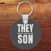 Porte-clés They Dont Know Me Son Bodybuilder Workout Gym Moti (Recto)