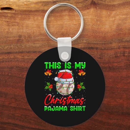 Porte-clés This Is My Baseball Christmas Pajamas Funny Baseba (Recto)