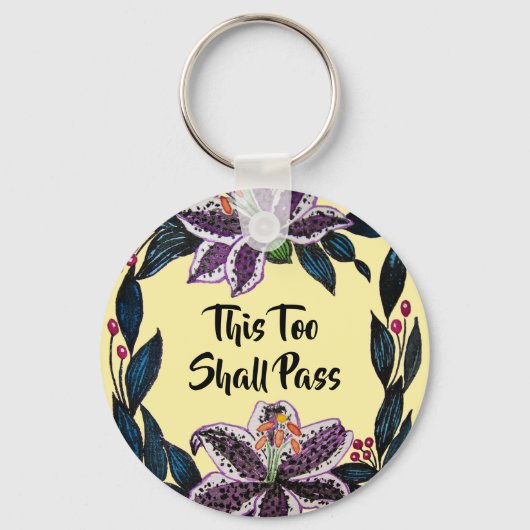 Porte-clés "This Too Shop Pass" Aquarelle Lily Wreath (Recto)