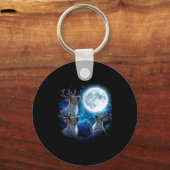 Porte-clés Three Reindeer Howling At The Moon Merry Christmas (Recto)