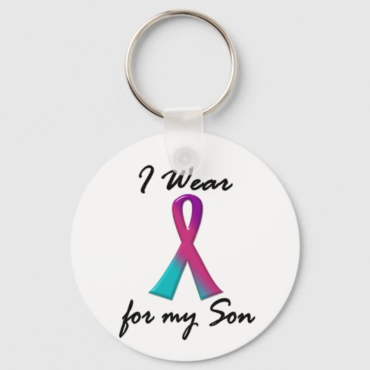 Porte-clés Thyroïde Cancer Je PORTE THYROID RIBBON 1 Fils (Recto)