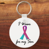 Porte-clés Thyroïde Cancer Je PORTE THYROID RIBBON 1 Fils (Recto)