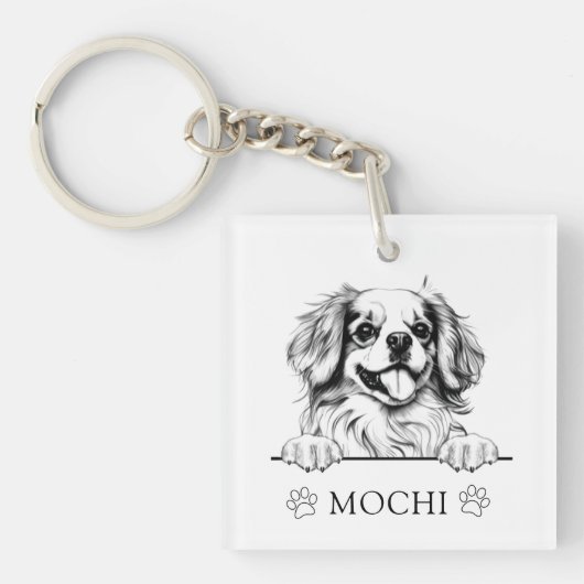 Porte-clés Tibétain Spaniel Chien Dessin main personnalisé (Devant)