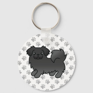 Porte-clés Tibétain Spaniel Noir Chien de Dessin Animé Mignon