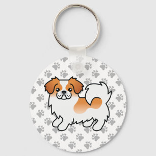 Porte-clés Tibétain Spaniel Parti-Couleur Rouge Chien de Dess
