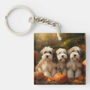 Porte-clés Tibétain Terrier Chiot Automne Citrouille délice