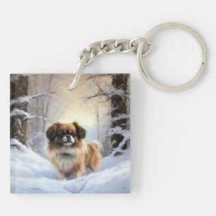 Porte-clés Tibetan Spaniel Qu'il neige Noël 