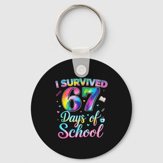Porte-clés Tie Dye I Survived 67 Days Of School Funny Six Sev (Recto)