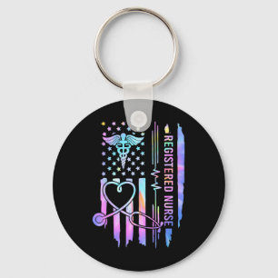 Porte-clés Tie Dye Infirmière inscrite Rn Ekg Stethoscope Nur