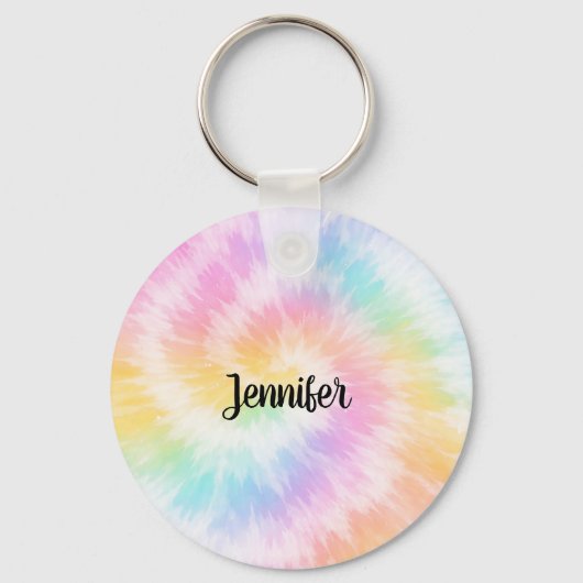 Porte-clés Tie-Dye Rose Pâle Girly Chic (Recto)