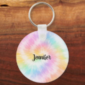 Porte-clés Tie-Dye Rose Pâle Girly Chic (Recto)