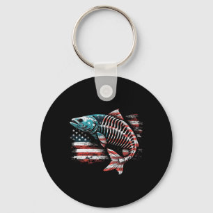 Porte-clés Tie Dye Skeleton Saumon American 4 juillet Fish