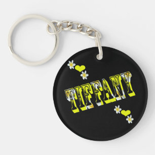 Porte-clés Tiffany, Nom Dames Logo Avec Fleurs Frangipani,