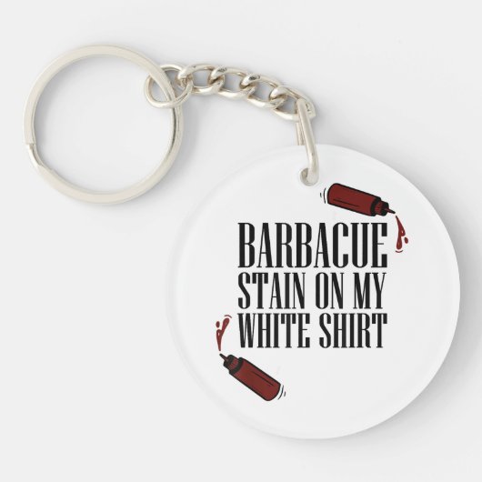 Porte-clés Tige barbecue sur mon blanc (Devant)