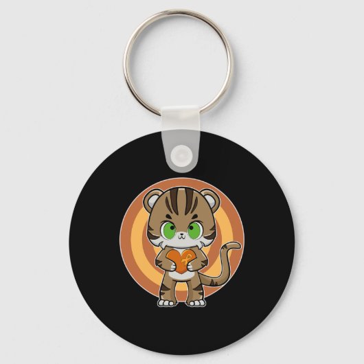 Porte-clés Tiger Anime Chat Leucémie Sensibilisation (Recto)