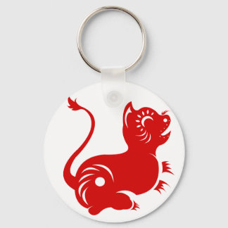 PORTE-CLÉS TIGER DE PAPIER ZODIAC CHINOIS ILLUSTRÉ