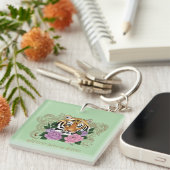 Porte-clés Tiger Henna rose violet FleursCode QR Sociales (Devant Droit)