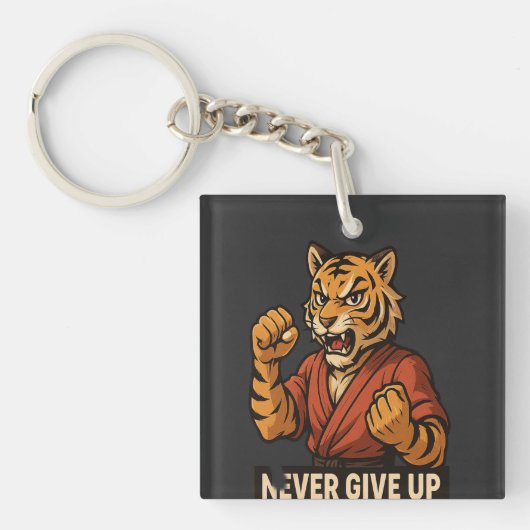Porte-clés Tiger Martial Arts - Never Give up motivational  (Devant)